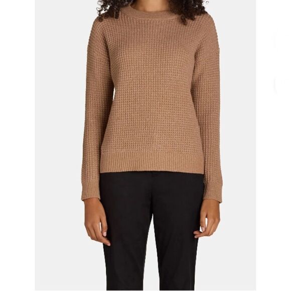 Women's Waffle Stitch Sweater with Long Sleeves, Midweight, Size XXXL - Picture 4 of 6